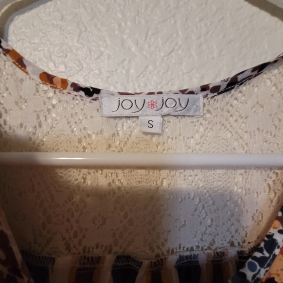 Joy Joy Lace Orange and Blue Striped Pebble Sleeveless Tank Top Size Small - Picture 8 of 10